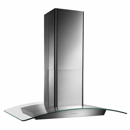 ALMO Elite 36-Inch Stainless Steel Island Mount Range Hood with Curved Glass Canopy and 500 CFM Blower EI5936SS